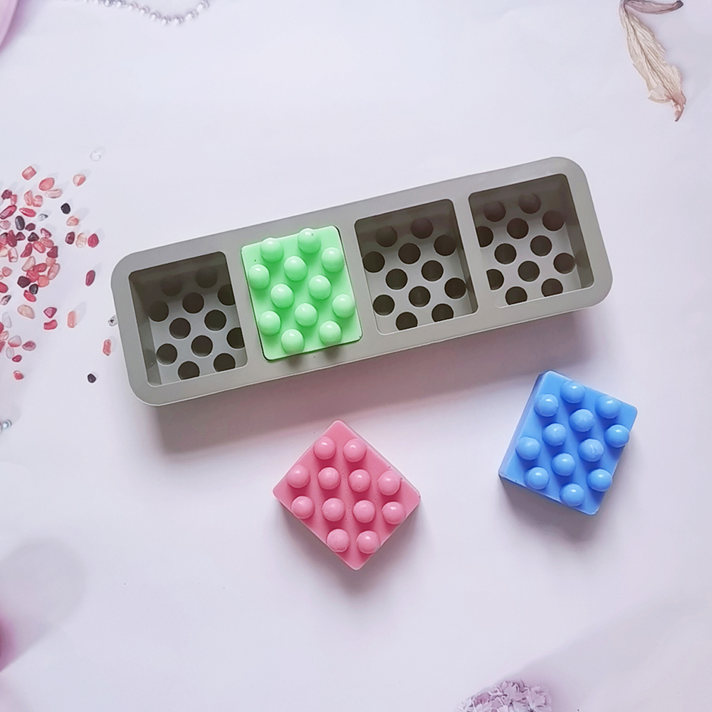 Molde de jabón de masaje con 4 agujeros, moldes cuadrados de silicona para hacer jabón, molde de barra de loción antiadherente hecho a mano, artesanía de aromaterapia DIY