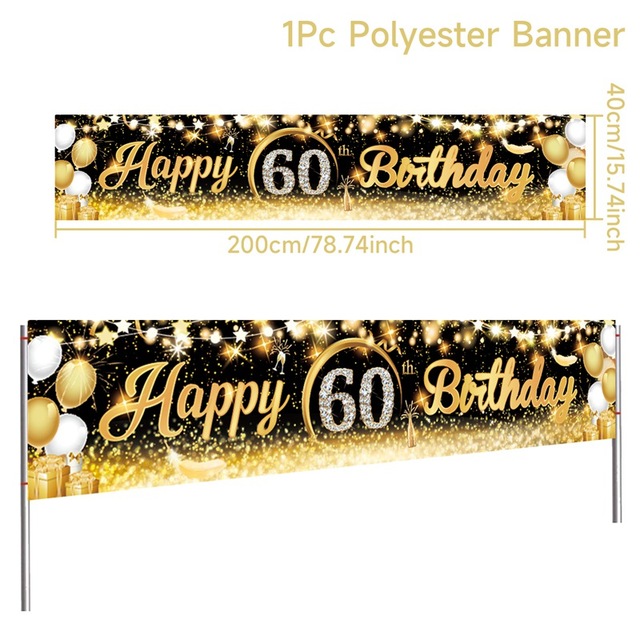 Decoración de de cumpleaños para hombre, camino de mesa, Pancarta, cortina de puerta, 60, 60 años