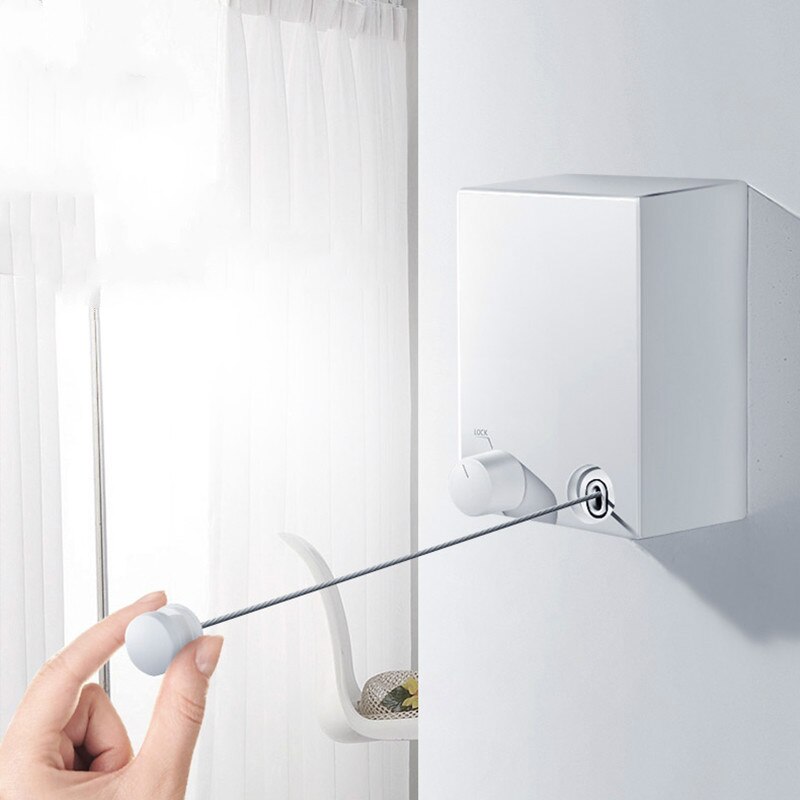Indoor Outdoor Retractable Laundry Clothesline Wall Hanging Stretch Washing Clothes Line Shrinking Balcony WY41501