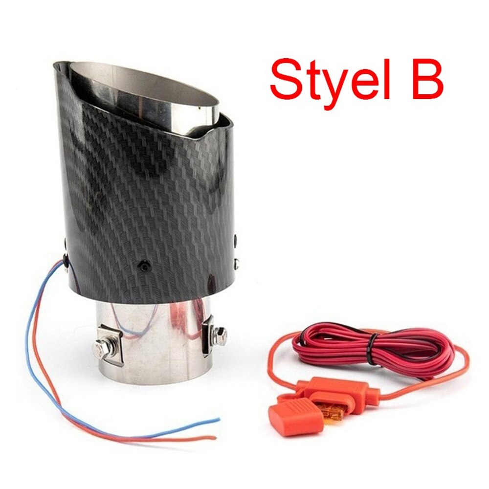Universal 63-65Mm Carbon Fiber Auto Uitlaat Systemen Uitlaat Tail Pipe Tip Met Rood/Blauw Led Licht decoratie Auto Accessoires