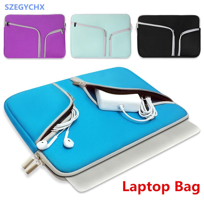Laptop Sleeve For Macbook Pro Air Retina 11 12 13 15 inch Notebook Bag Pouch Double Pocket Zipper A1706 A1707 A1770 A1932
