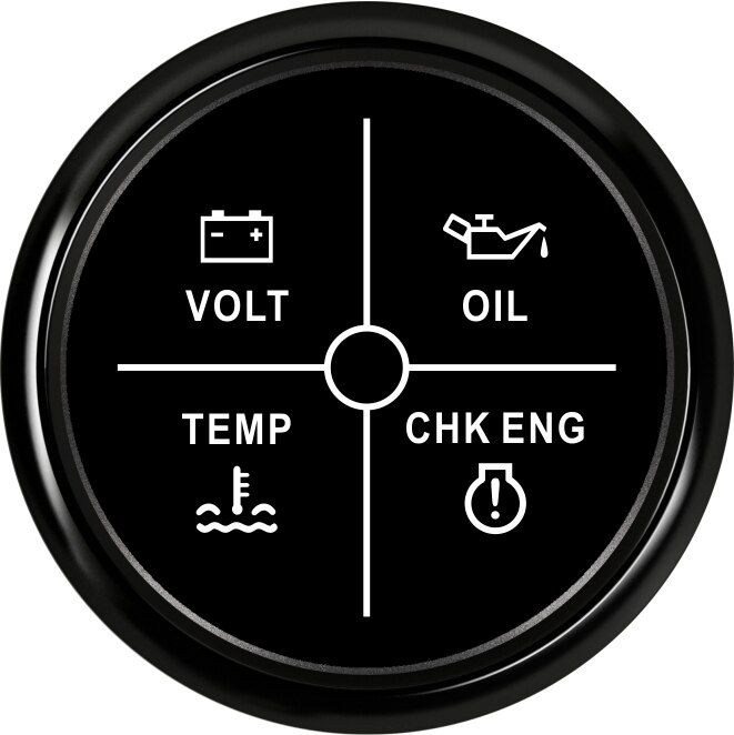 Indicador de alarma para coche y barco medidor de temperatura de 52mm con retroiluminación de 9-32V, indicador de aceite, agua y control del motor, 4 indicador de alarma LED