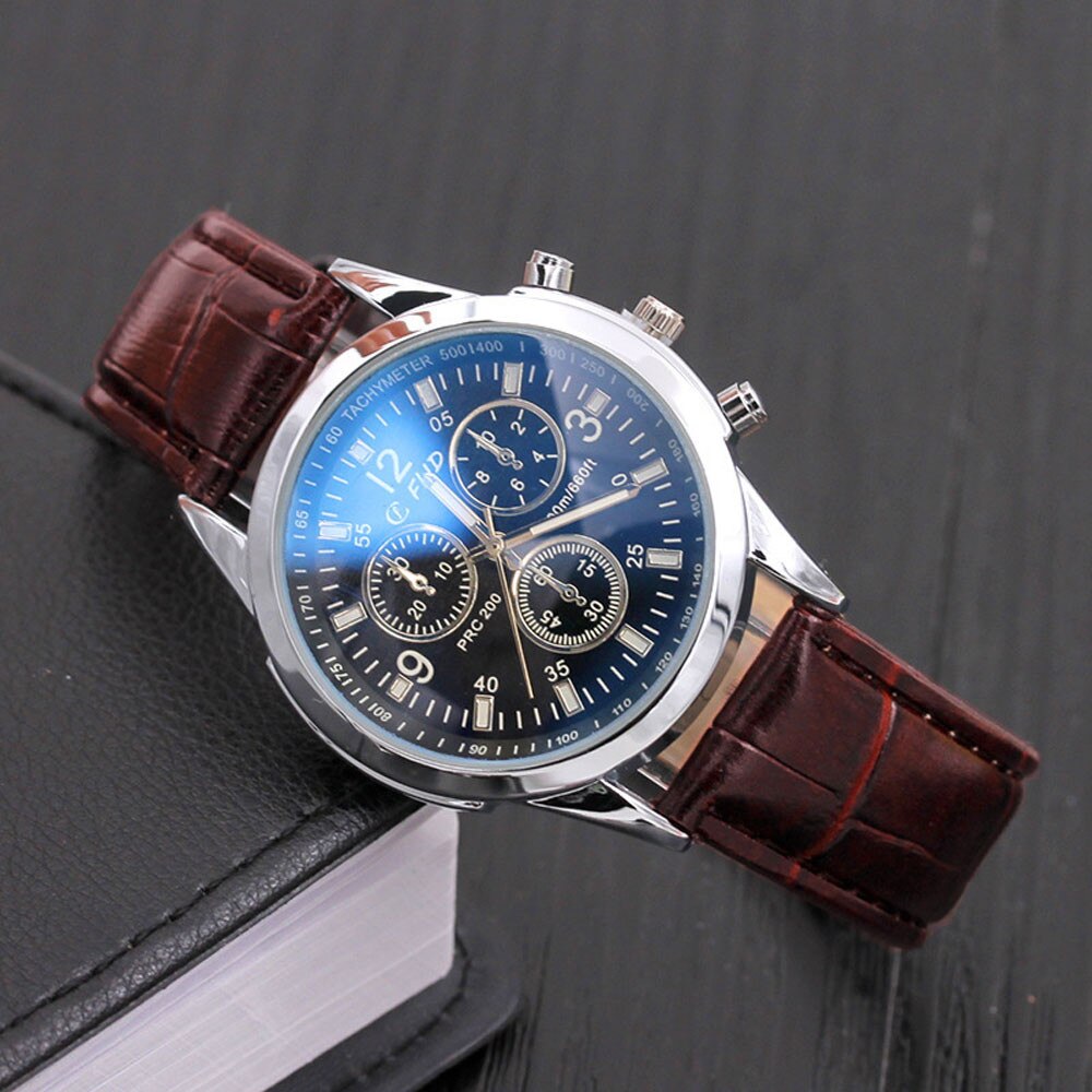 bleu Ray verre montre neutre Quartz simule montre-bracelet Reloj de hombre