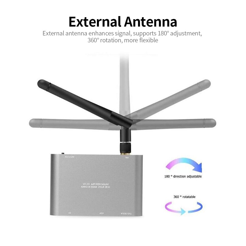 X6W Plus 4K Wireless Display Receiver 2.4GHz&amp;5GHz Dual-frequency Wireless Dongle with External Antenna VGA Audio Ports Grey