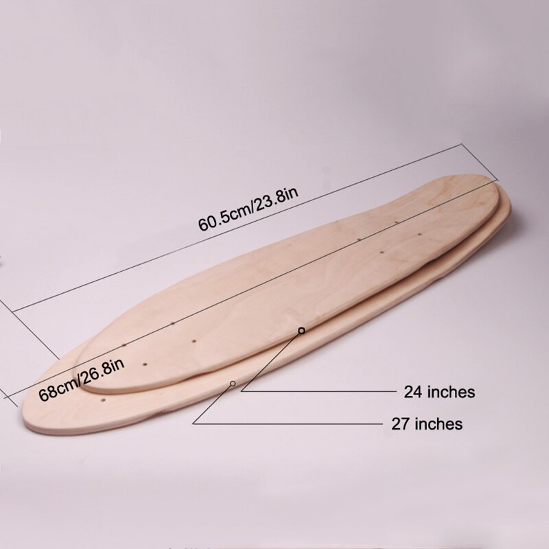 24/27 zoll 7 Schicht DIY Skateboard Deck Maples Große Fisch Board mit Hoher Für Teen Erwachsene BV789