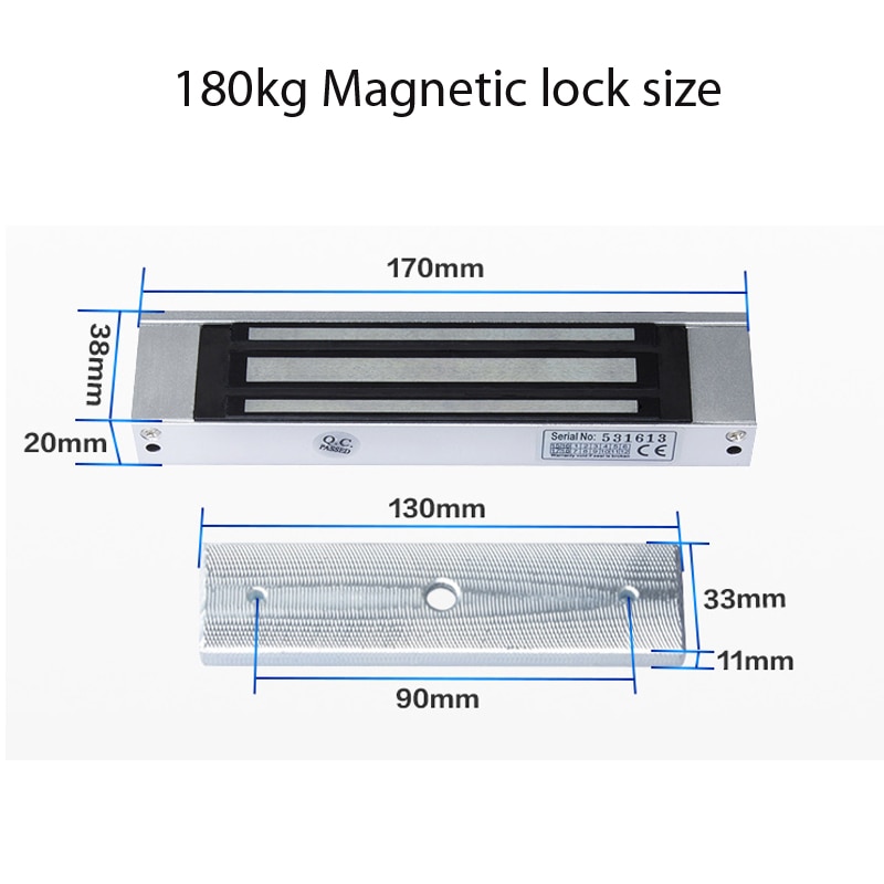 12V 24V 280kg Holding Force Magnetic Lock Single Double Door Surface Mounted Lock Concealed Waterproof Time Delay Solenoid Latch