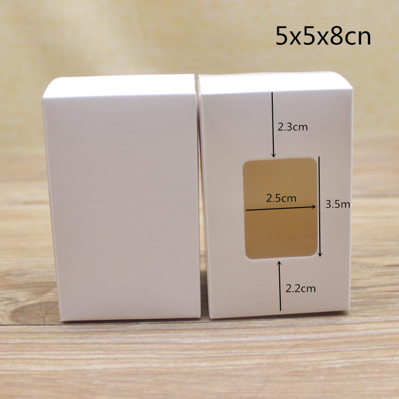 10pcs 5cm series size retangular window packag boxes 5x5x8/10/12/15/20cm paper box white home party suppiles box: 5x5x8 window box