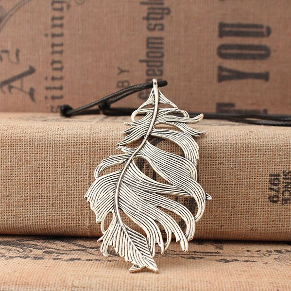 5PCS 86x41MM Zinc Alloy Big Feathers Pendants Diy Jewelry Findings Accessories