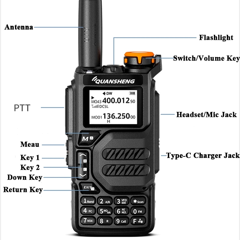 Portable Radio QUANSHENG UV-K5 UHF VHF 5W Wireless Frequency Copy NOAA Scrambler DTMF UV-K58 UV-K6 Two Way Radio
