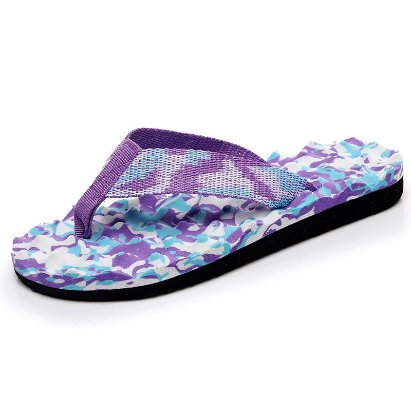 Femmes tongs pantoufles été à l'intérieur chaussures Camouflage sandales pour dames salle de bains pantoufles: VIOLET / 38