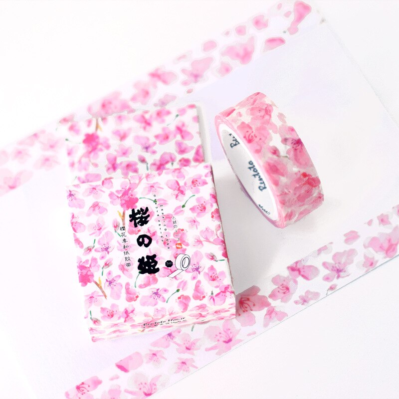 Söt körsbärsblomning säsong japansk washi tejp papper gör-det-själv dekor scrapbooking planerare självhäftande maskeringstejp kawaii brevpapper