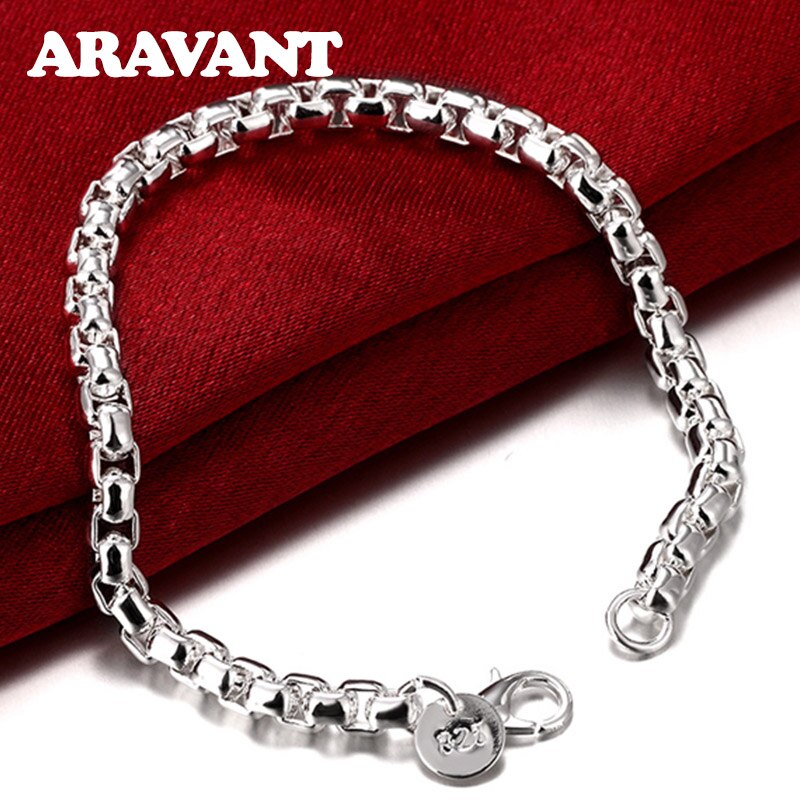 Zilver 925 Sieraden 4 Mm Box Kettingen Armbanden Voor Vrouwen Mode Bruiloft Sieraden