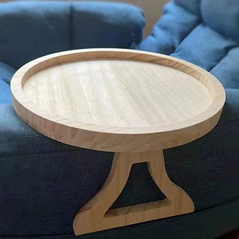 Bandeja para sofá, mesa, bandeja para sofá de madera Natural, práctico y portátil, reposabrazos para sofá, placa multifuncional para aperitivos de frutas perezosas con Clip: Negro