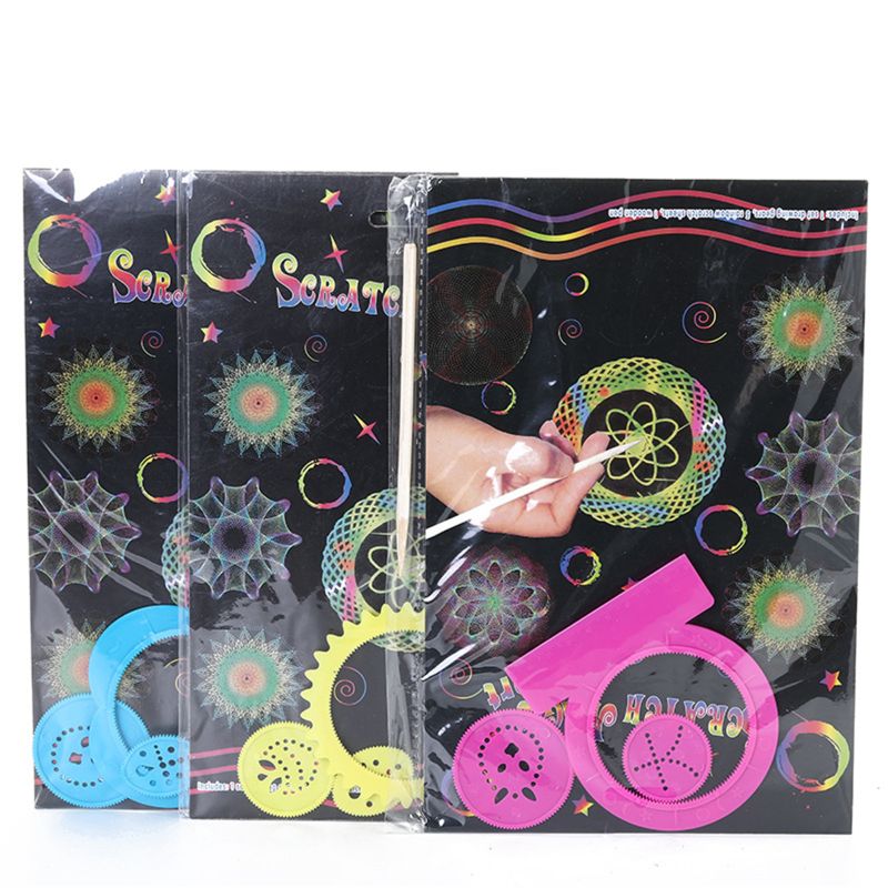 Scratch Paper Art Set for Kids, 5Pcs Rainbow Magic Scratch Off Arts Black Scratc Scratch Paper