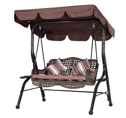 Swing Roof Cover Waterproof Canopy Replacement Porch Courtyard Outdoor Ruffle Hem Shade: D / 164cmx114cmx15cm