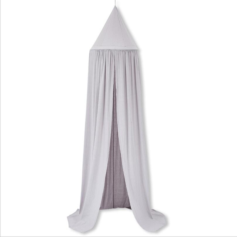 Baby Bed Curtain Children Baby Room Crib Netting Baby Bed Tent Cotton Hung Dome Baby Mosquito Net Photography Props: Gray