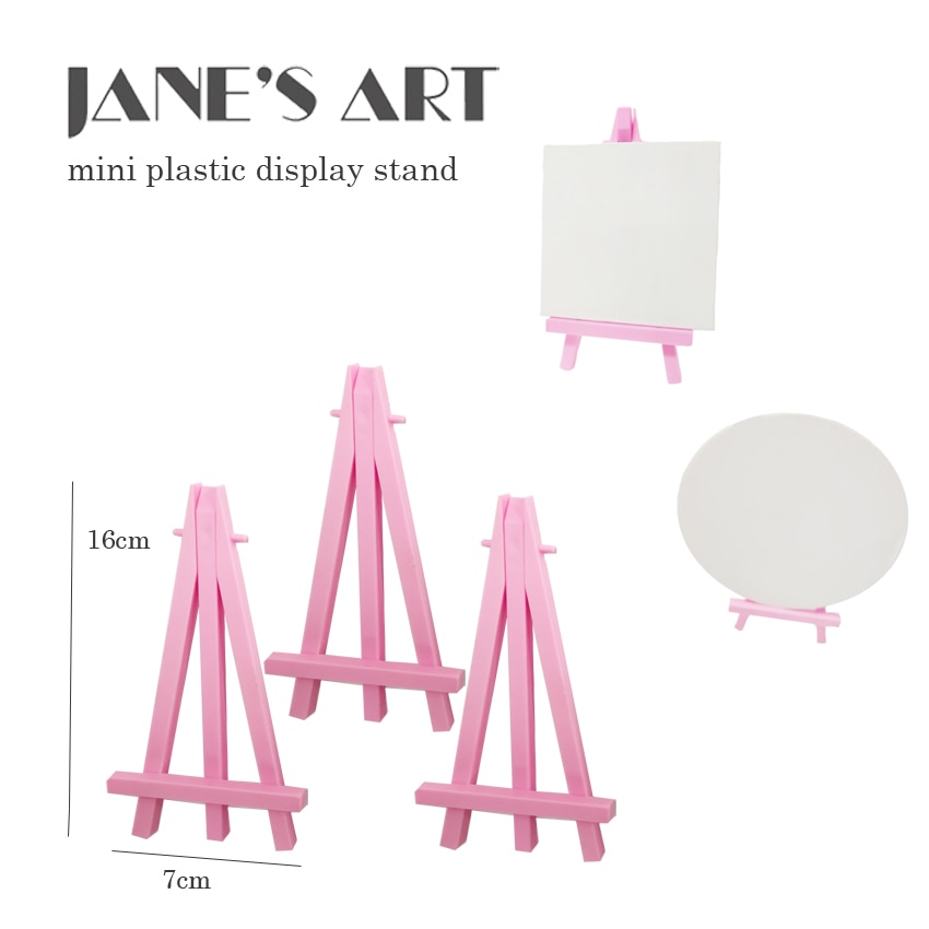 Mini chevalet en plastique, support de 16cm de long, couleur rose pour les types et les étudiants: 3pc