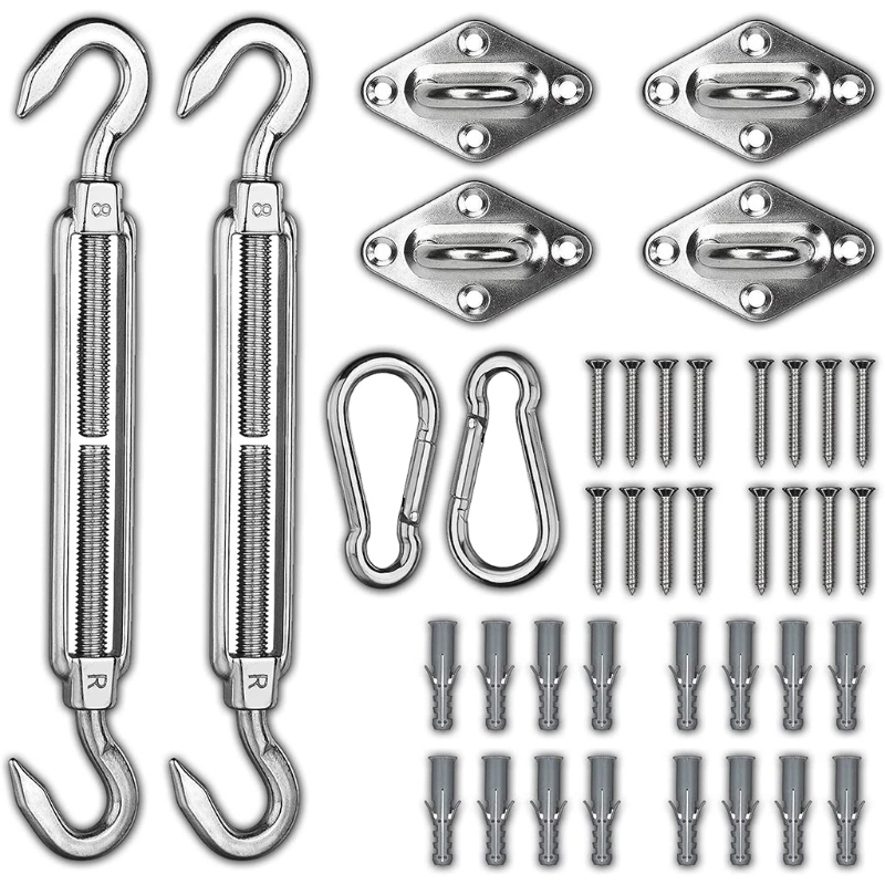 Awning Hardware Kit 8mm Shade Sail Installation Hardware Kit Anti-Rust Stainless Canopy Stainless Attachment for Garden