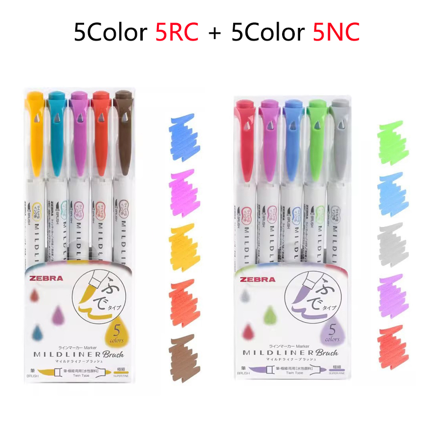 Marker evidențiator cu vârf dublu zebra, manual colorat, marker pentru subliniere, grosime variabilă, vârf moale, wft, set limitat de 8: Verde