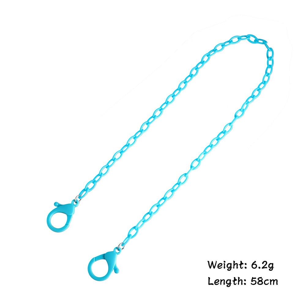 Teamer ansigtsmaske lanyards med store hummer klap farverige akryl briller kæde til børn solbriller strop kæde til maske 58cm: Blå