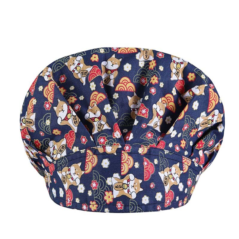 Restaurant Chef Work Hat Elastic Hat with Sweat Towel Cooking Cap Kitchen Hotel Work Hat Adjustable Animal Printing Catering Cap