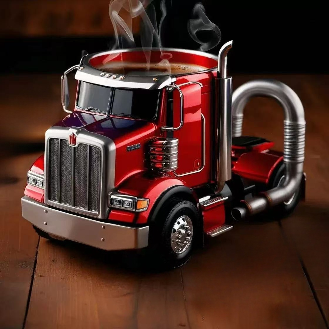 Resin Craft Truck Image Children's Adult Coffee Cup Mug Home Desk Desktop Car Decoration Ornament Birthday: light yellow