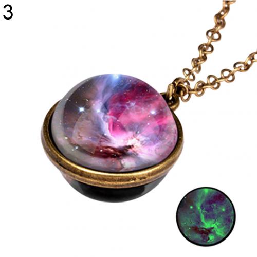 Unico Luminoso Universe Galaxy Pianeta Collana In Vetro di Glow In The Dark Cosmic Pendente Della Collana Della Sfera per Unisex Dei Monili Dell'annata: 3