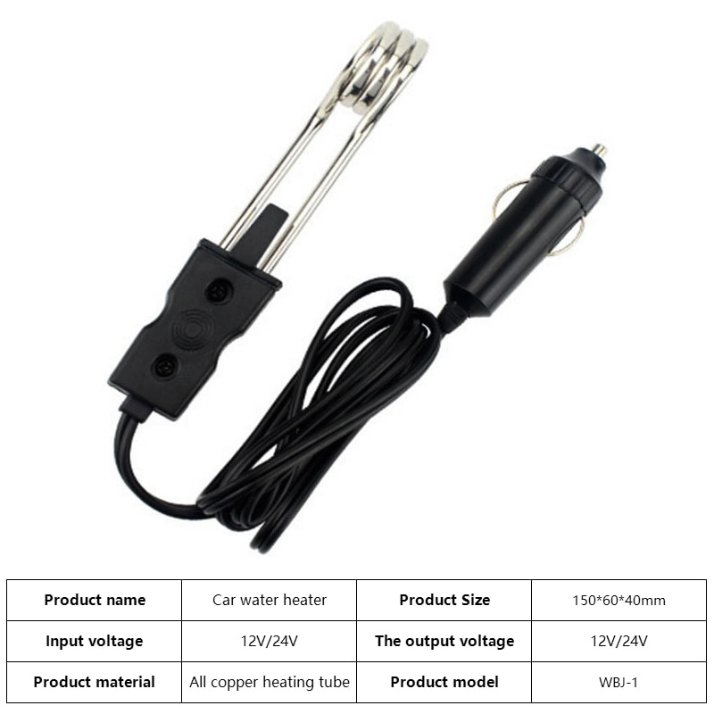 Calentador de agua para bebidas de coche, dispositivo eléctrico de inmersión de 12V, para té y café, portátil, seguro, automático