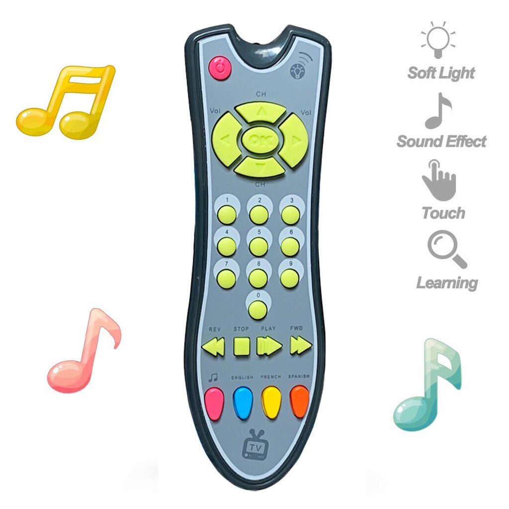 Télécommande de télévision musicale pour enfants, jouet avec lumière et son, éducation précoce, télécommande de télévision grise, jouets pour enfants # L35