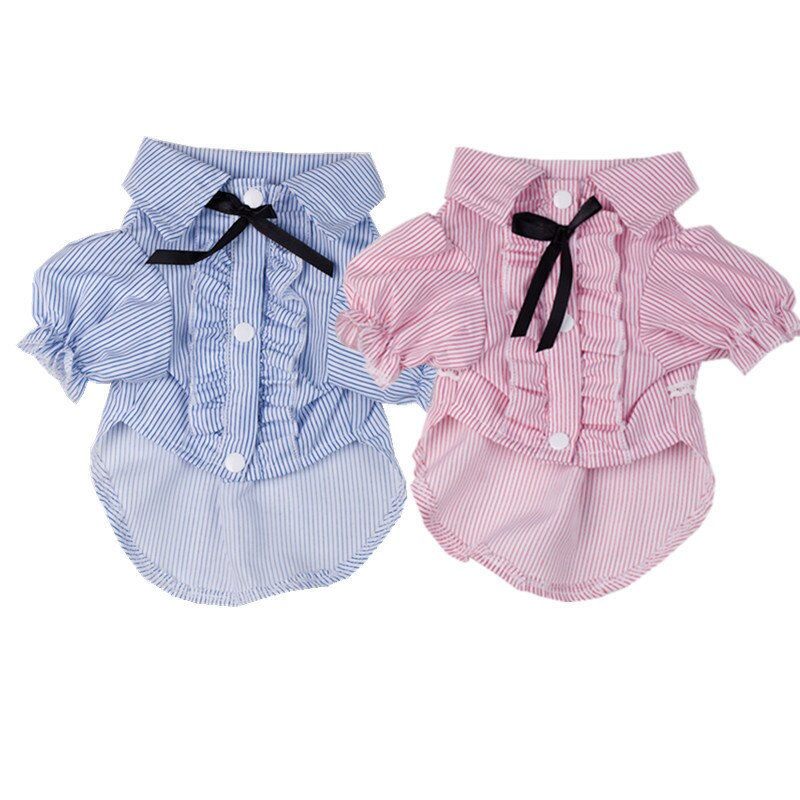 Chemises de luxe à rayures pour chiens et chats, vêtements pour petits chiens, rouge, bleu, à la , printemps été