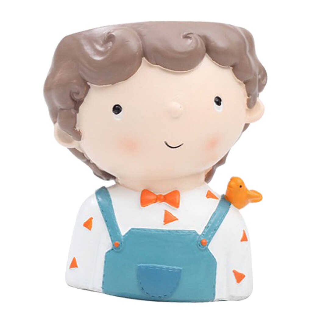 Hars Leuke Meisje & Jongen Mini Bloempotten Cactussen Succulent Plant Container Bloempot Tuin Planter Venster Doos Thuis Diy decor: E