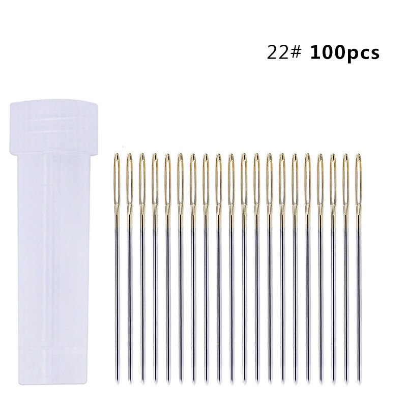 Jiwuo 100pcs Cross Stitch Embroidery Needles 22# 24# 26# Large Eye Hand Sewing Needles With Threader Home DIY Sewing Tool: No 22 100pcs