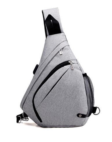 UOSC USB Ladung Rucksack für Jugendliche Jungen Schule Tasche für Männliche Schulter Crossbody Brust Rucksack Mochila: grau