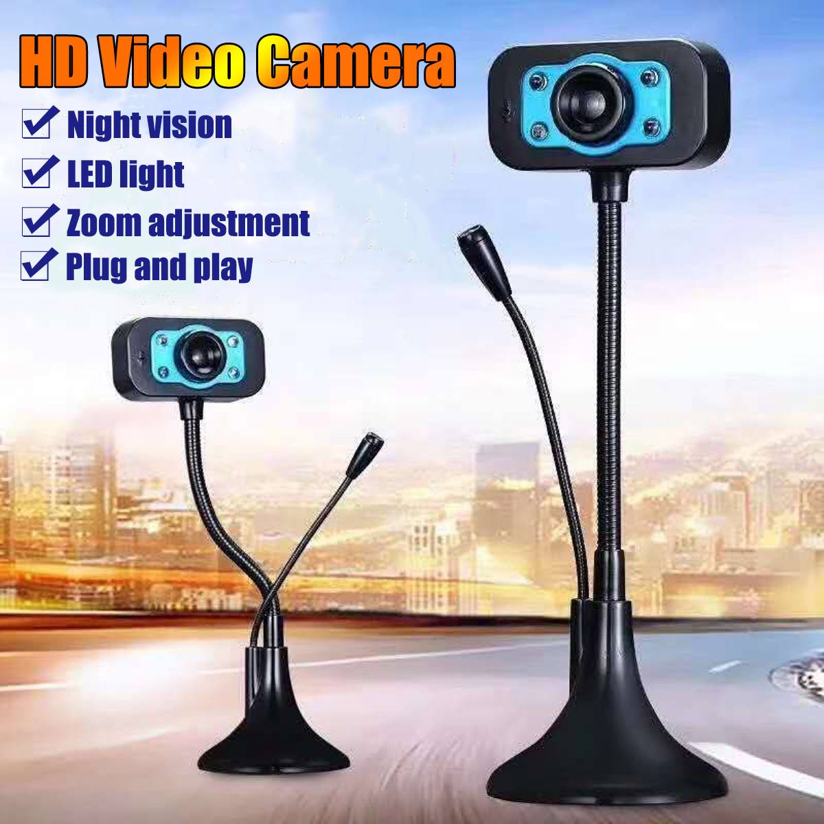 Hd Camera Webcast Online Lessen Desktop Computer Digitale Notebook Video Gratis Drive Video Microfoon Met Led Licht