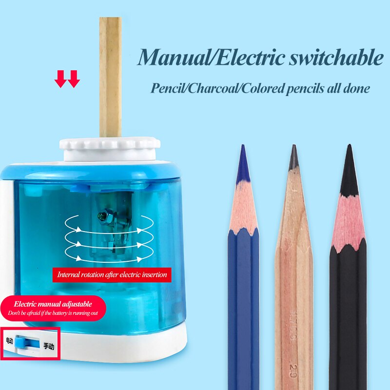 Sacapuntas eléctrico/Manual 2 en 1 Tihoo, sacapuntas automático y seguro portátil para oficina, material escolar, papelería Tenwin