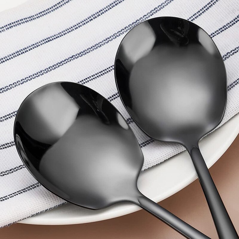 Juego de cucharas de servicio de acero inoxidable para Catering, utensilios de servicio grandes, suministros de restaurante, 6 piezas Premium