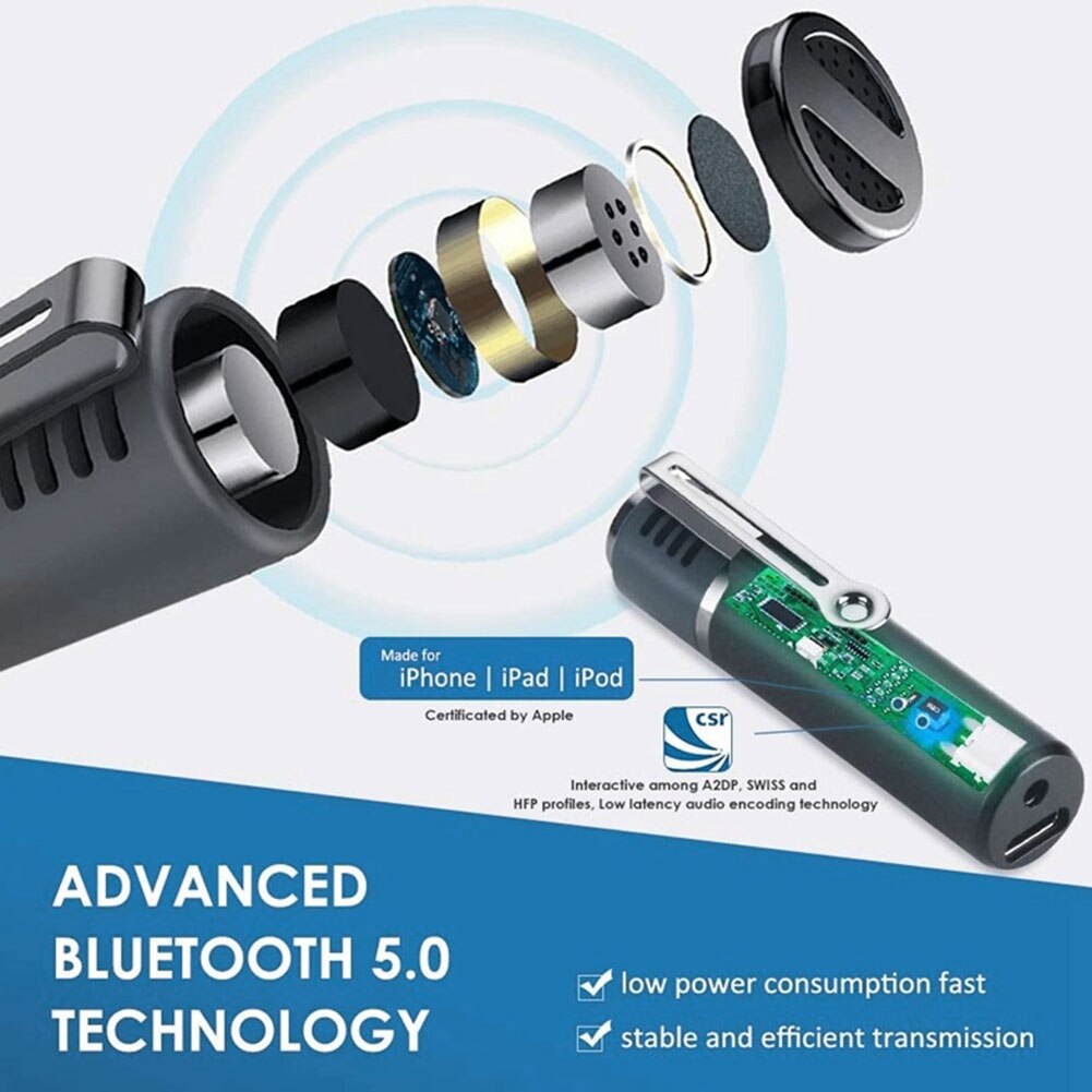 Wireless Lavalier Microphone, Bluetooth Lapel Clip-On Mic,Vlogger Lecture - Noise Reduction/Auto Transcription/Auto Sync