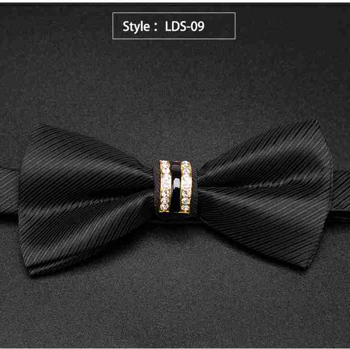 Mænd bowtie formel stribe luksus rhinestone slips mænds bryllup butterfly mandlige kjole skjorte slips: Lds -09