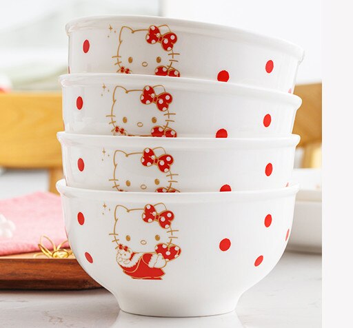 4 st kitty keramik skål maträtt frukost koreansk skål soppskål dessert skål barn porslin kök hushållsservis