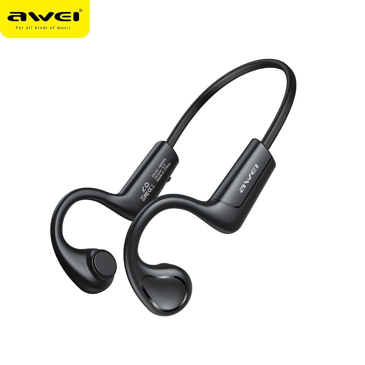 Awei A886BL fone de ouvido sem fio bluetooth de condução de ar fone de ouvido bluetooth 5.2 fones de ouvido bluetooth HIFI esportes estéreo fones de ouvido pendurados de ouvido para correr: Default Title