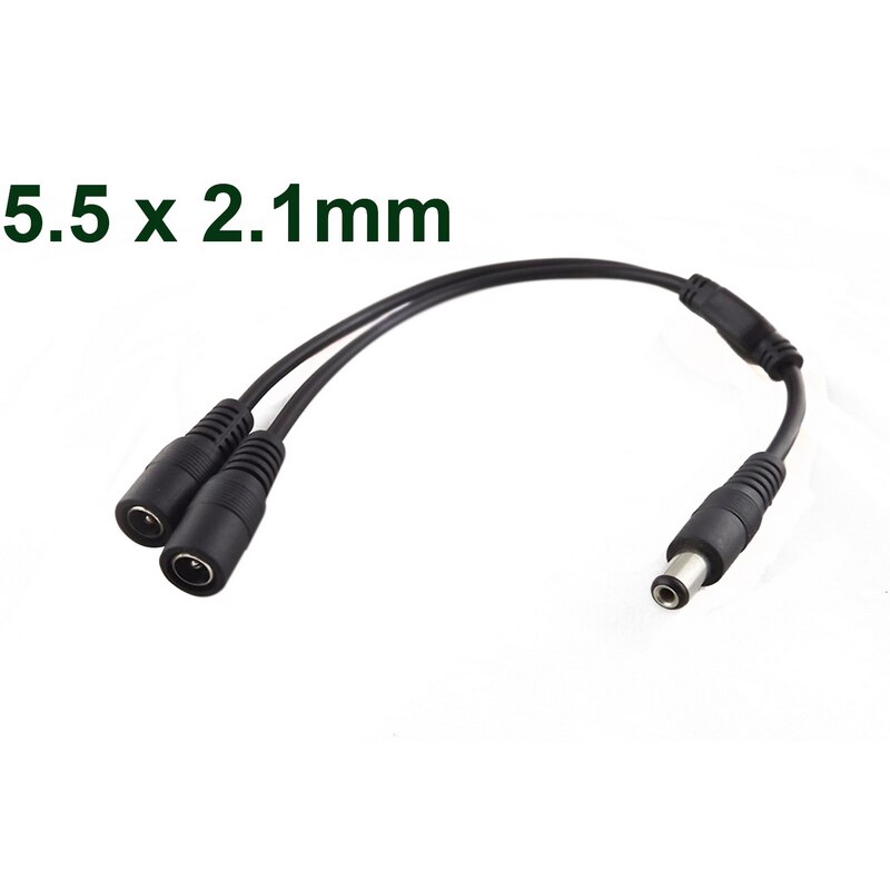 Mayitr 1pc Coaxial DC Power Cable 5.5x2.1mm 1 Male Plug To 2 Female Jack Splitter Adapter Cable For CCTV
