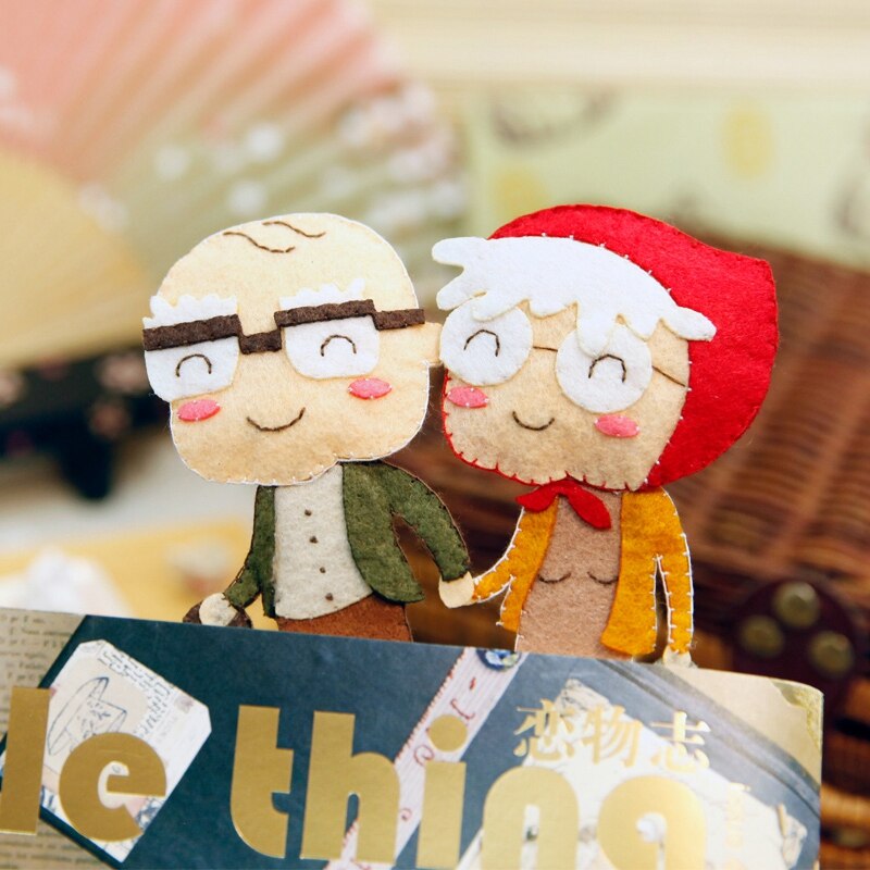 2pcs/set Couple Bookmark Felt DIY Package Couple Bookmark Environmental Material 24 X 6CM