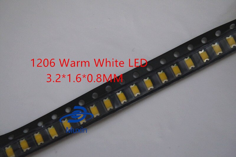 100pcs SMD 1206 (3216) SMT Warm White 2800K - 3200K Surface Mount 3V LED Chip Light Emitting Diode Lamp SMD Electronic Component