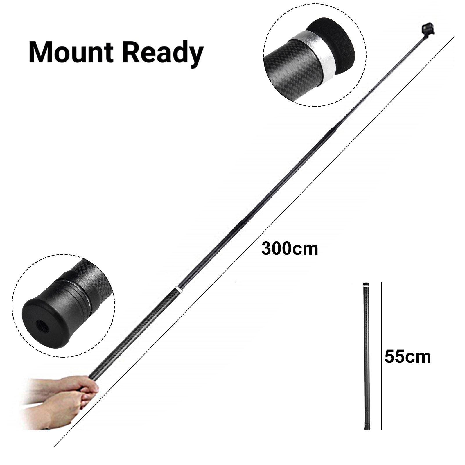 Carbon Fiber Monopod For GoPro Hero 6 5 7 8 9 Black Action Camera Selfie Stick For Go Pro 4 3 2 For Insta 360 ONE X