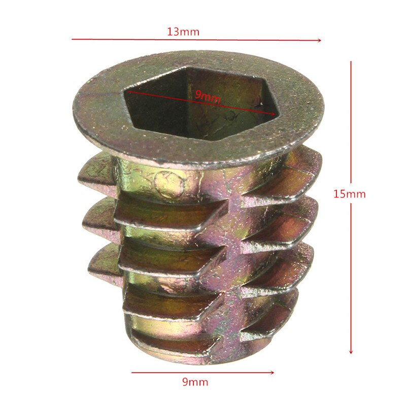 10pcs Zinc Alloy Hex Screw Set Insert Nut Wood Furniture Hex Socket Drive Head Screws Threaded For Wood Furniture