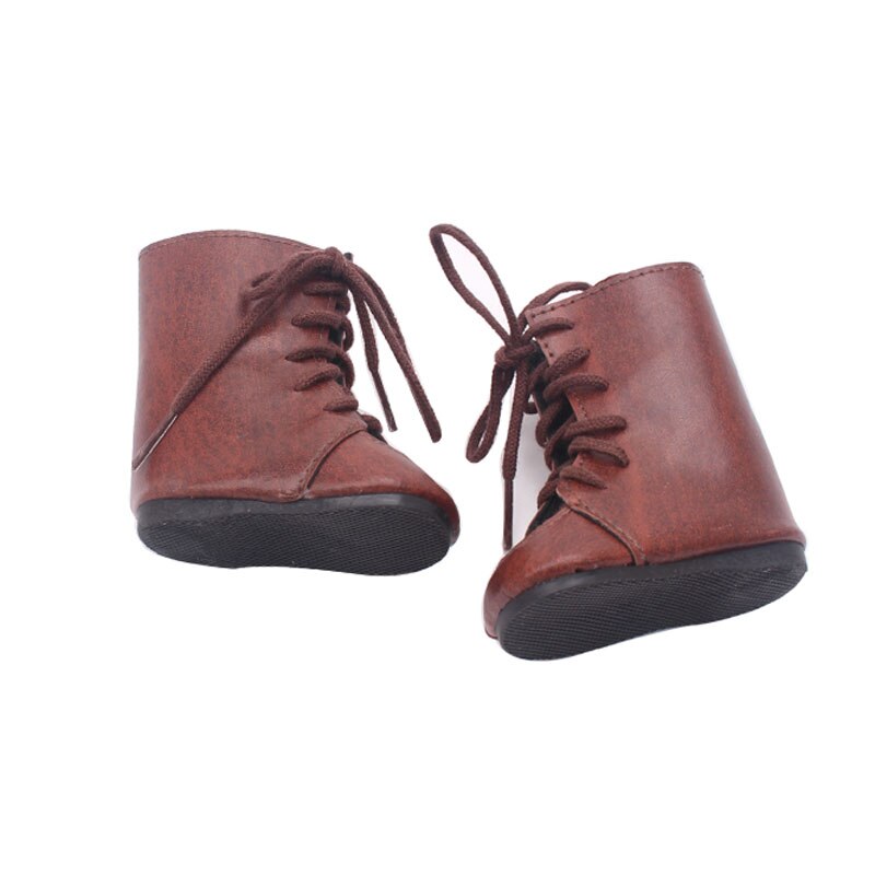 Zapatos de 18 pulgadas para niñas, botas Martin con cordones marrones, zapato de PU, accesorios de juguetes para bebés recién nacidos, muñecos para niños s104 de 40-43 Cm
