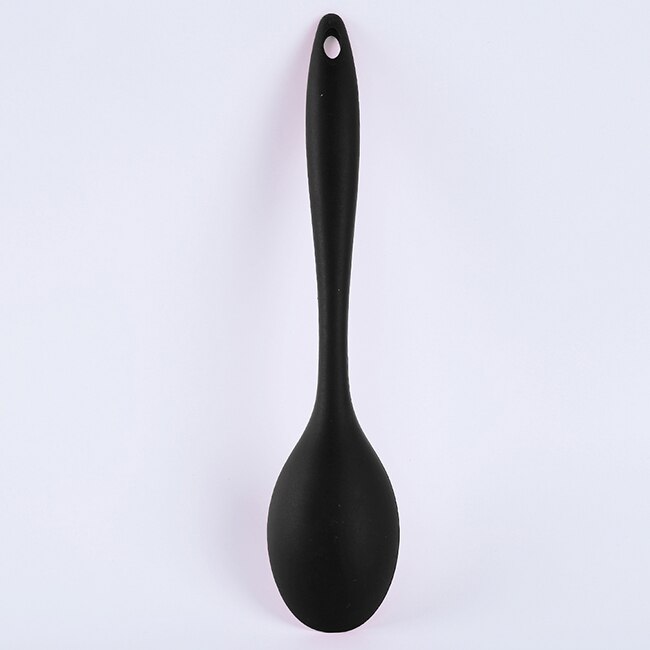 3 Colors Kitchen Silicone Spoon Long Handle Cooking Baking Mixing Spoon Ladle Food Grade Silicone Cooking Utensils Kitchenware: black