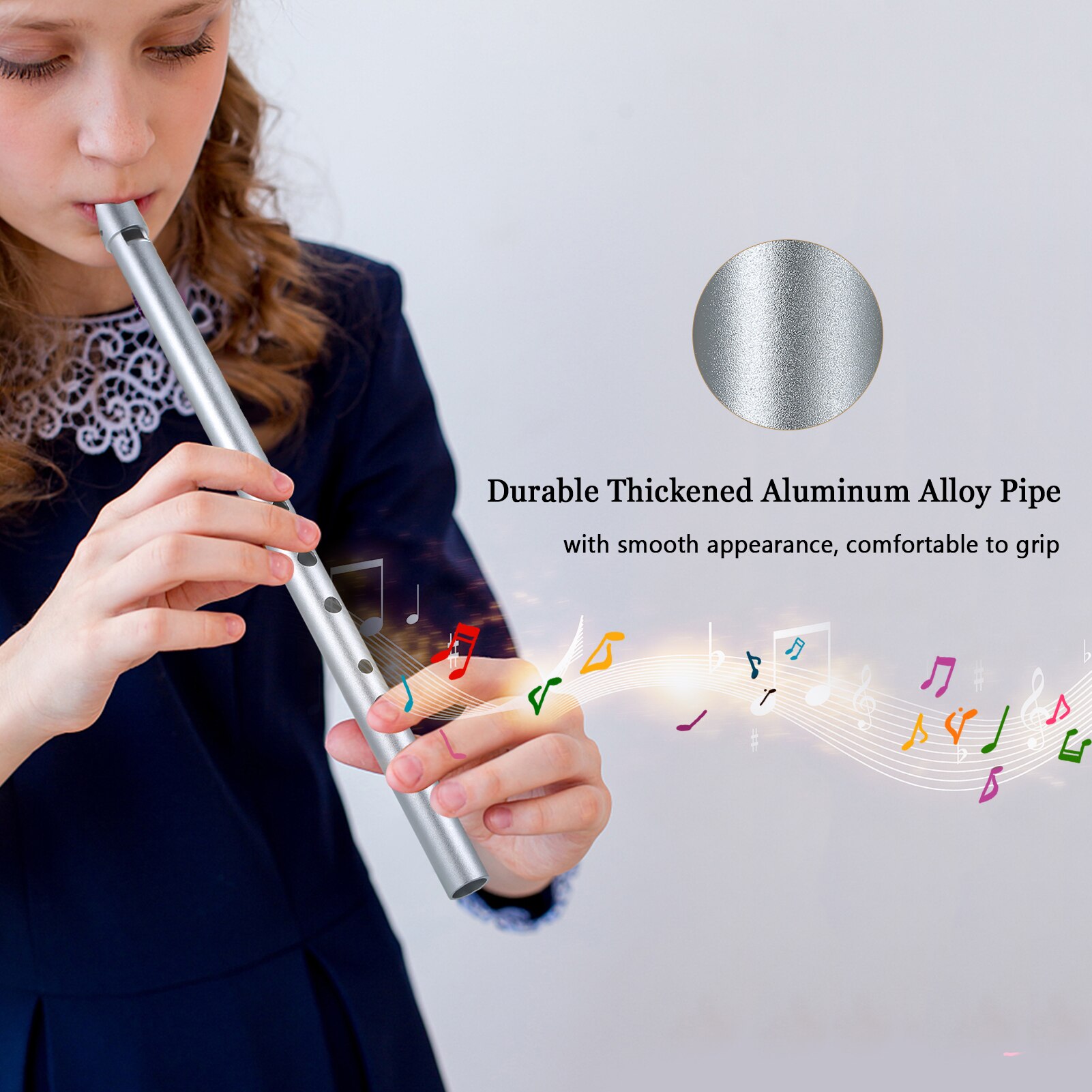 Irish Whistle Traditional Tin Penny Whistle 6 Holes Flute Wind Music Instrument for Beginners Intermediates &amp; Experts- Key of C