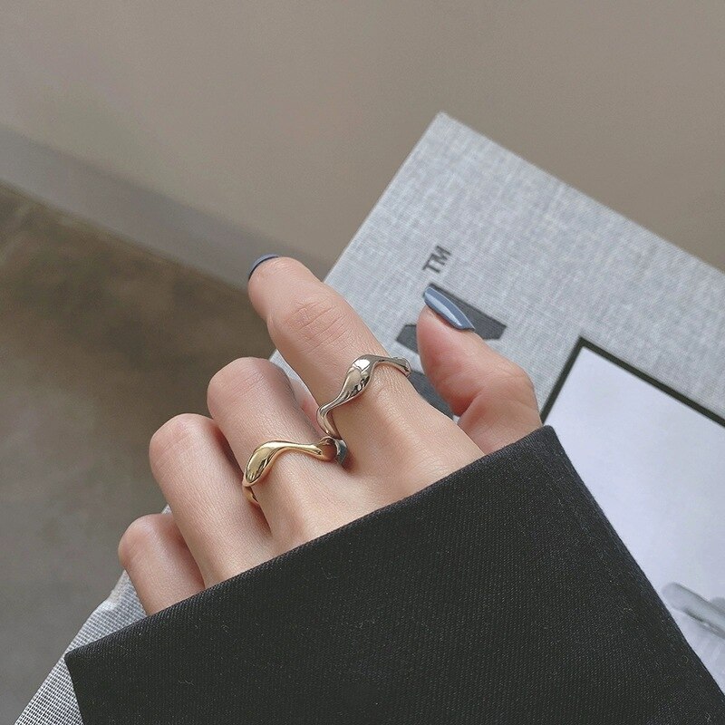 Thin, cool, irregular, v-shaped index finger rings , 925 sterling silver adjustable rings for women, elegant minimalist jewelry