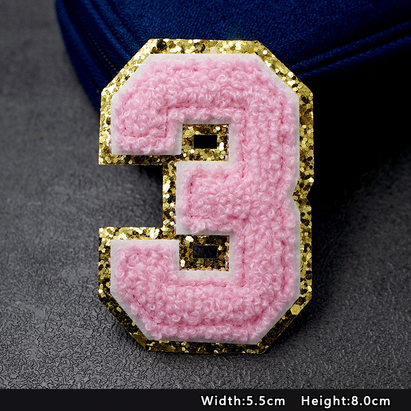 Pink Number 0 1 2 3 4 5 6 7 8 9 Patches For Clothing Embroidery Applique Zero One Two Three Four Five Six Seven Eight Nine: 3